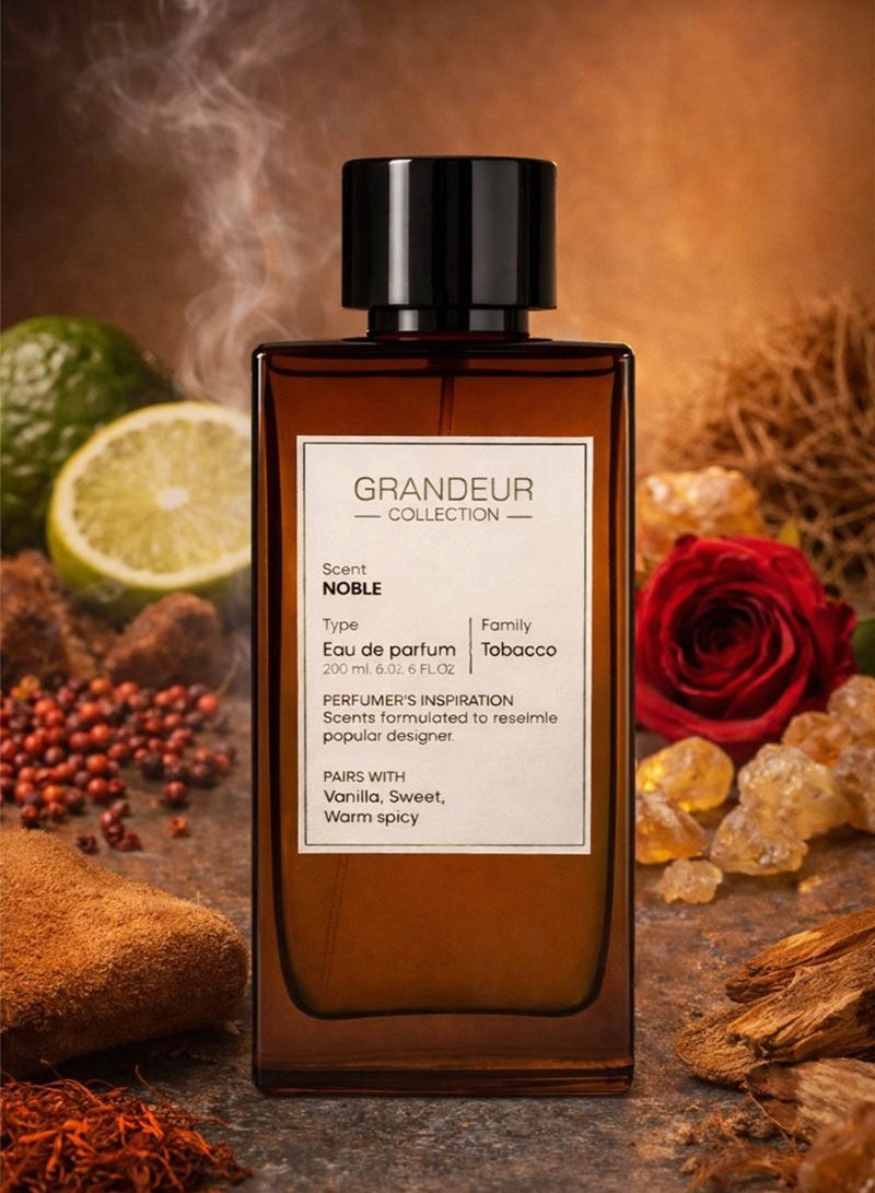 لينيا دي بيلا عطر غراندور نوبل الفاخر للجنسين (Eau de Parfum) – 200 مل | مستوحى من الطابع العربي الأصيل، يتميز بنفحات التبغ الغنية المتناغمة مع الفانيليا، ليمنحك رائحة حلوة ودافئة مع لمسات من التوابل الشرقية - Image 1
